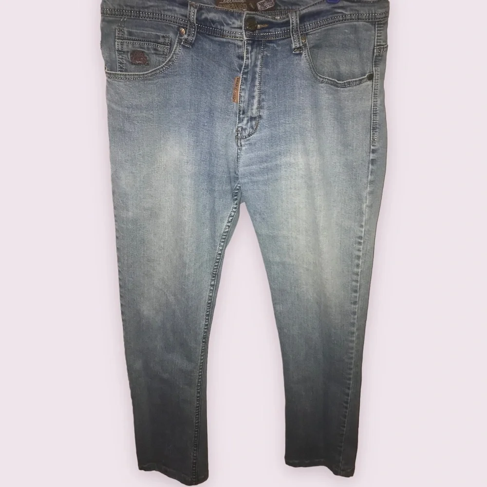 𝅺FRANCO Lucci Mens Cotton Limited Edition Straight Light Wash Denim Jeans 36X30